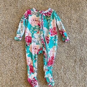 Posh Peanut Floral Footie in Pink and Blue